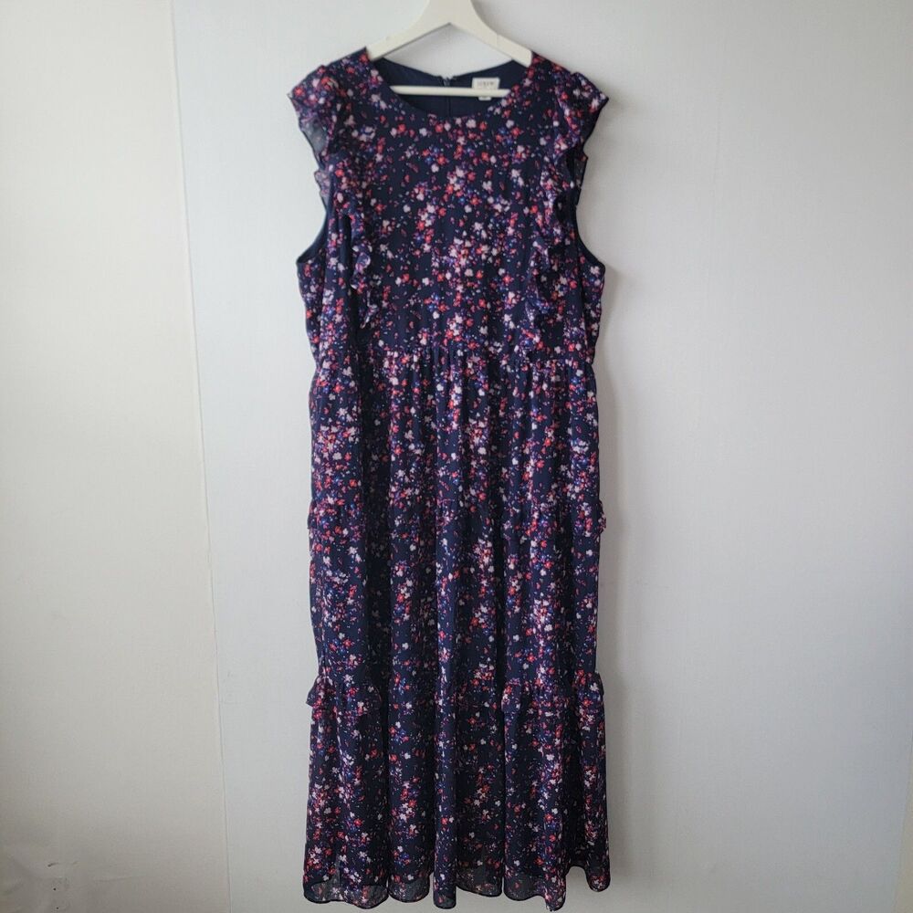 J. Crew Factory Floral Maxi Dress - Navy and Pink